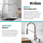 KRAUS Bolden Touchless Sensor Commercial Style 2-Function Single Handle Pull Down Kitchen Faucet in Spot-Free Stainless Steel, KSF-1610SFS