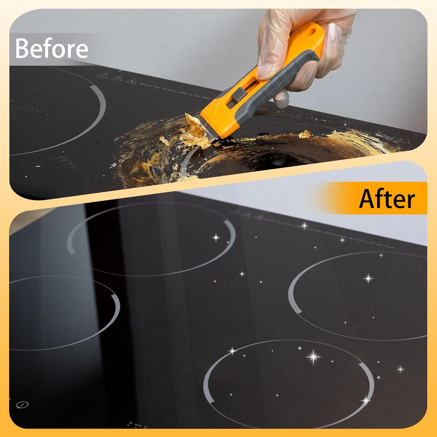 Razor Blade Scraper Tool with 15pcs Extra Blades, Cleaning Razor Scraper for Glass, Glass Top Stove Scraper for Oven Door, Cooktop Scraper, Glass Scraper Cleaning Paint from Glass