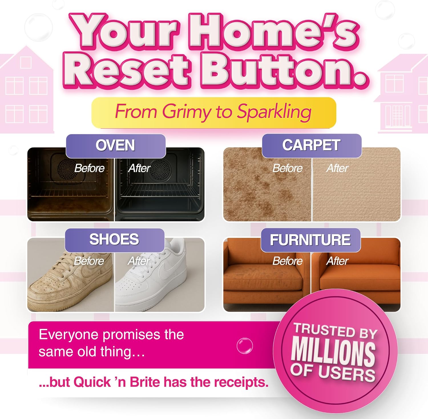 Quick 'n Brite All Purpose Cleaning Paste – Miracle Cleaner for Tough Stains, Biodegradable, Non-Toxic, Pet-Safe, Multi-Surface Stain Remover, Made in USA, 32 Oz Kit