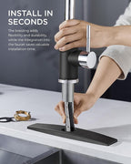 FORIOUS Kitchen Faucets with Pull Down Sprayer, High Arc Single Handle Classic Stainless Steel Sink Faucet 1 or 3 Hole, Suitable for Farmhouse Camper Laundry Rv Bar, Black Chrome