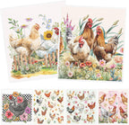 Swedish Dishcloths for Kitchen, 6PCS Chicken Rooster Swedish Dish Cloths Gift Set, Farm Reusable Washable Absorbent Dish Towel for Home Cleaning(7.8 X 7 Inches)