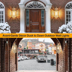 Gold Motion Sensor Outdoor Light Fixtures Dusk to Dawn, 19 Inch Enclosed Bottom Anti-Rust Aluminum Large Outside Wall Lanterns for House Brass Exterior Light Outdoor Sconces for Patio