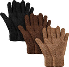 Patelai 3 Pairs Microfiber Plant Dusting Gloves Leaf Cleaning Gloves for Indoor Plants, Blinds, Furniture, House(Medium,Black, Brown, Dark Brown)