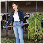 Lasnten Manure Fork Replacement Head, 18 Tines Pitchfork Head with Screws and Nuts, Horse Manure Rake for Picking up Grass and Hay (Navy,2 Pcs)