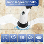 Cordless Electric Spin Scrubber, IPX7 Waterproof Rechargeable Power Cleaning Brush with 4000mAh Battery, 210min Runtime, 7 Brush Heads, 3 Adjustable Speeds, for Shower, Tub, Tile, Kitchen, Floor