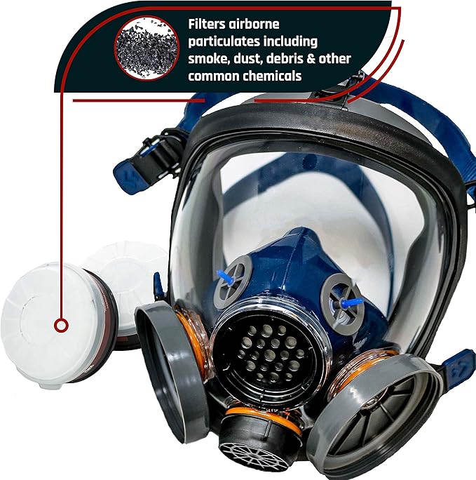 Parcil Distribution Gas Mask Survival Nuclear and Chemical Full Face Respirator - Organic Vapor & Particulate - CE Tested