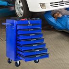 7 Drawers Rolling Tool Box on Wheels, Multifunctional Tool Chest Cabinet with Lock, Drawers Rolling Tool Cart Trolley Organizer Tool Storage Case for Warehouse,Garage,Workshop (Blue)