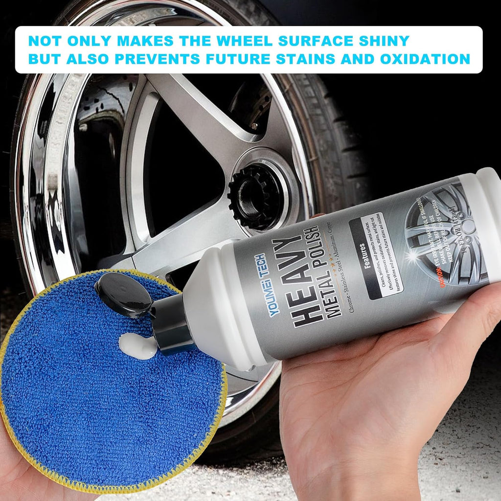 Metal Polish (16oz) & Chrome & Aluminum & Stainless Steel Polish, Multi Purpose Polish, Cleaner, Restorer and Protectant Compound for Metal Chrome Aluminum and Stainless Steel