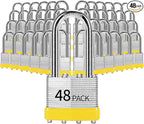Padlocks Keyed Alike, Pack of 48, Laminated Steel Keyed Lock (1-9/16", 40mm), Padlocks with Same Key, Long Shackle, for Toolbox, Locker & StorageUnit or More