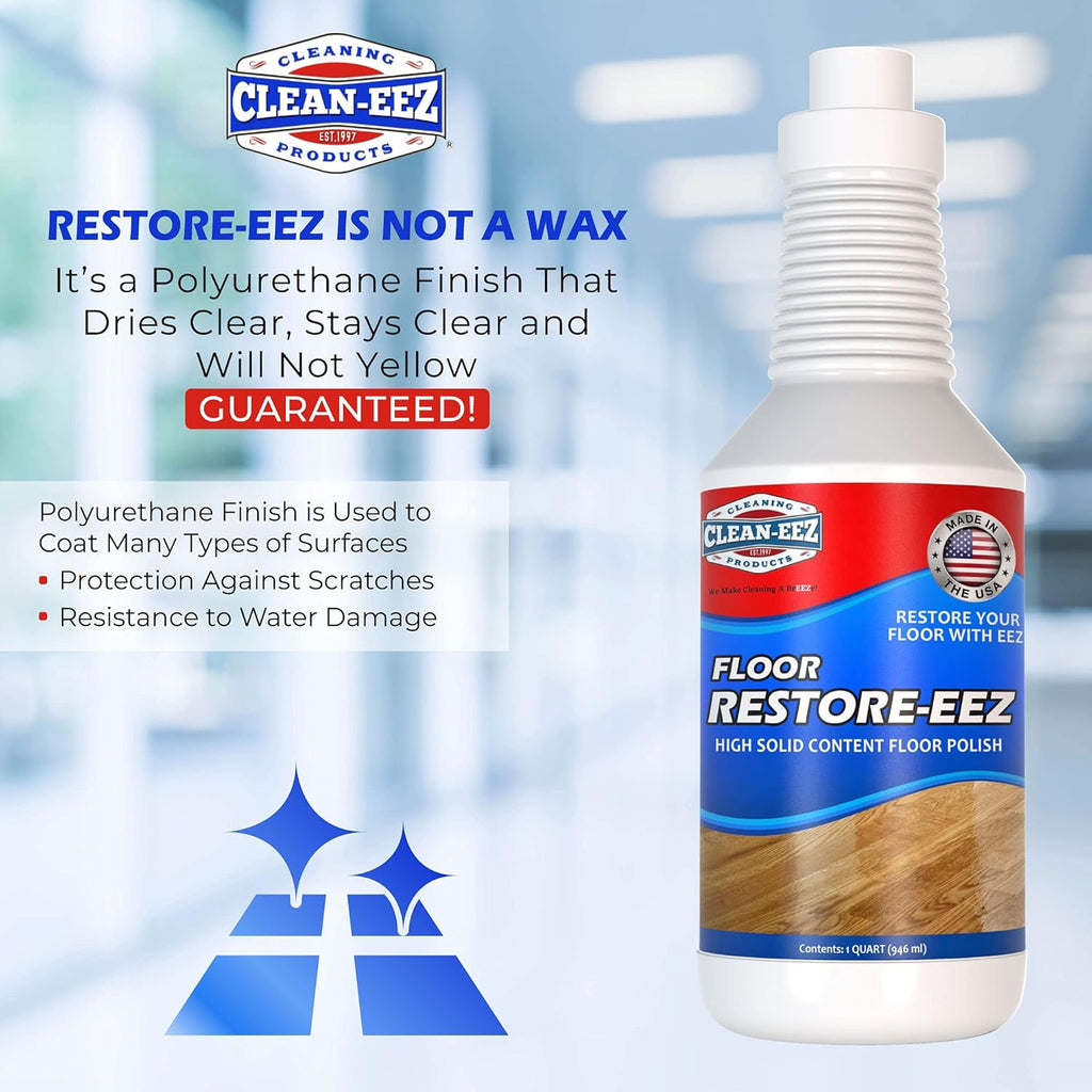 Clean-eez Ultimate Floor Restorer & Polish - Revitalize, Protect, Shine Wood, Laminate, Vinyl, Bamboo, Slate, Terracotta & More (1 Bottle)