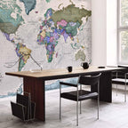 artgeist Wall Mural World Map 116x83 in - XXL Peel and Stick Self-Adhesive Wallpaper Removable Large Sticker Foil Wall Decor Print Picture Image Design Map of The World k-A-0380-a-a