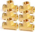 ChillWaves Brass Pipe Fitting, Tee 1/8" x 1/8" x 1/8" NPT Female Thread Adapter(6-PACK)