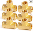ChillWaves Brass Pipe Fitting, Tee 3/8" x 3/8" x 3/8" NPT Female Thread Adapter(6-PACK)
