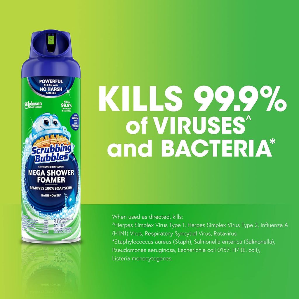 Scrubbing Bubbles Mega Bathroom and Shower Foamer Aerosol, Rainshower Scent, 20oz