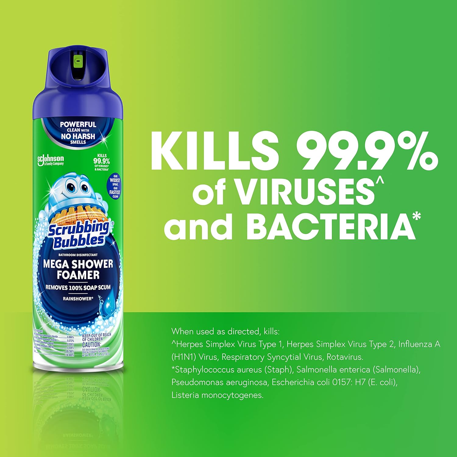 Scrubbing Bubbles Mega Bathroom and Shower Foamer Aerosol, Rainshower Scent, 20oz