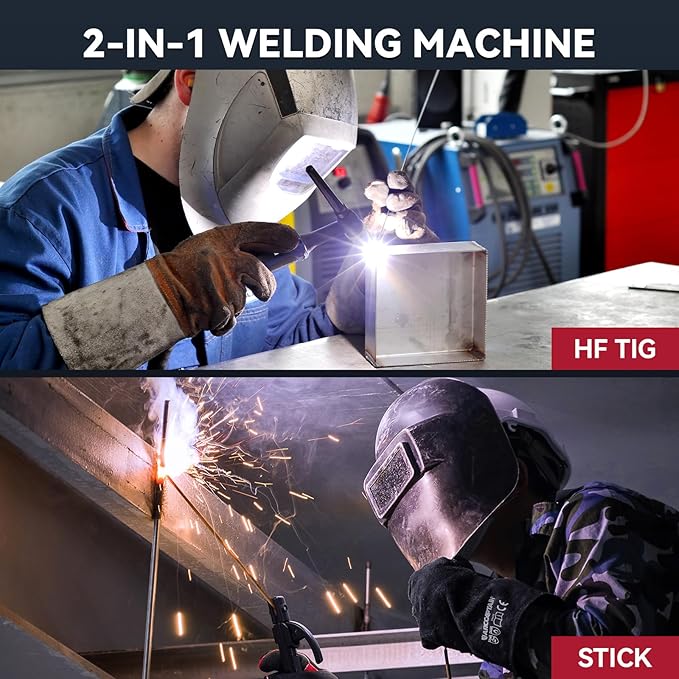 ARCCAPTAIN TIG Welder 200A, High Frequency 110v/220v Dual Voltage TIG/Stick/Arc 2 in 1 Welder LED Digital Display Welding Machine with 2T/4T Function and Tungsten Electrode