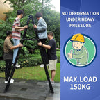 JADDUO Telescoping Ladder A Frame,18.5 Ft Compact Aluminum Extension Ladder,Portable Telescopic RV Ladder for Outdoor Camper Trips Motorhome with Tool Platform and Stabilizer Bar 330 lbs, Black Orange