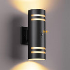 SHlMR Motion Sensor Outdoor Lights, Modern Dusk to Dawn Outdoor Lighting Wall Mount with Bulbs, Black Exterior Sconce Aluminum Up and Down Waterproof Motion Detector Lights for Outside, ETL Listed