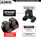 ARES 70203-1/2-Inch Drive Red Aluminum Socket Organizer - Store up to 16 Sockets and Keep Your Tool Box Organized - Sockets Will Not Fall Off this Rail