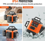 VEVOR 100ft Self Leveling Laser Level, Manual Green 3 x 360° Cross Line Laser, Manual Self-leveling Mode 12 Lines Laser, IP54 Waterproof 8h Continuous Working Time Line Laser