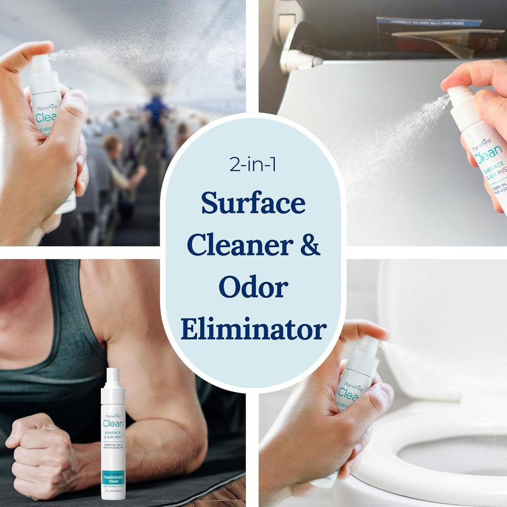 PlaneAire Clean | Travel Size Surface Cleaner and Air Freshener | All Purpose Cleaning Spray | Natural Odor Eliminator | Travel Cleaning Supplies | Room Spray | On the Go Essentials