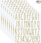 8 Sheets Vinyl Letter Stickers Waterproof Self Adhesive Letter Numbers Alphabet Modern Mailbox Numbers Sticker for Back to School DIY Mailbox House Home Business Address(1 Inch,Gold)