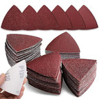 100pcsTriangle Sanding Paper Set, 60-240 Grit, Fits 3-1/8" Oscillating Tools - Aluminum Oxide Hooks & Loop for Wood, Metal, Drywall