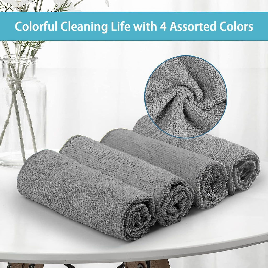HOMEXCEL Grey Microfiber Cleaning Cloth,150 Pack Cleaning Rags, Cleaning Towels,11.5"X11.5" Shop Towels