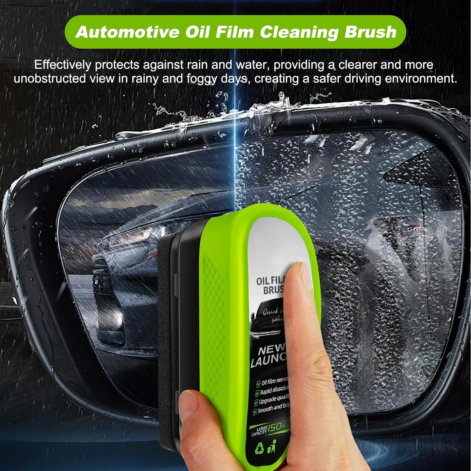 Oil-Free Car Glass Brushes, Upgrade 2.0 Clear Vision Glass Cleaner, Oil Film Cleaning Brush for Automotive Windows, Clearvision Cars Windshield Cleaner Tool, Universal Cleaning Wipe Board (1 SET)