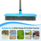 Stainless Steel Wire Broom Deck Scrubber Brush with 55” Adjustable Length Sturdy Long Handle, Stainless Steel Outdoor Broom for Cleaning Moss Concrete Floors Grout Gardens Patios