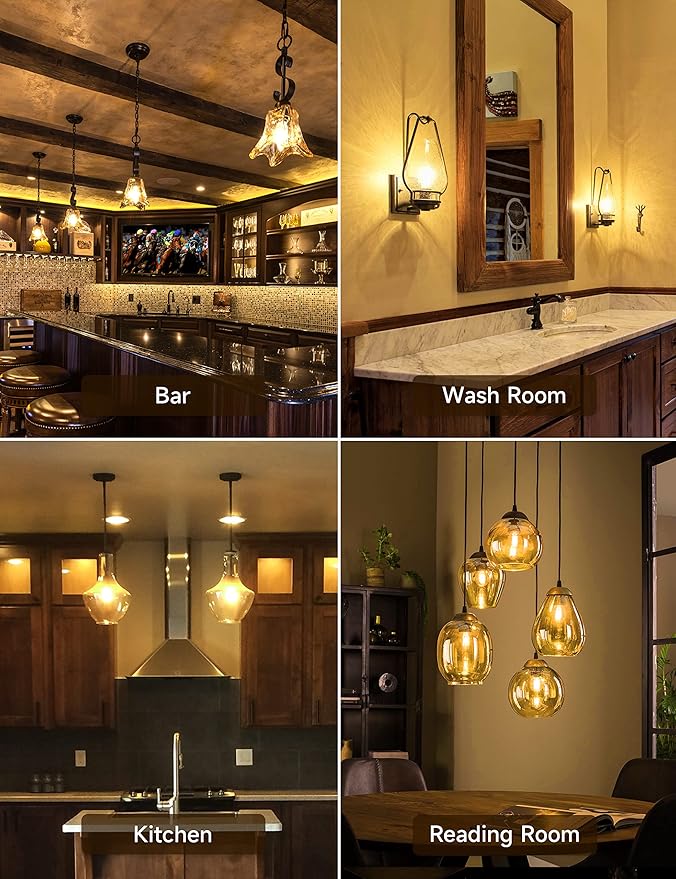 UNILAMP Edison Bulbs 40W, Vintage A19 Antique Incandescent Light, E26 Dimmable Decorative, Warm White 2700K, 110-130V, 6 Pack