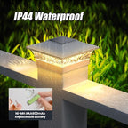 APONUO Deck Post Lights Solar Powered 12 Pack, Waterproof Outdoor LED Deck Lights for 4x4, 5x5, 6x6 Fence Posts, Warm/Cool White Light, All-Night Lighting, Auto On/Off, Patio Garden Yard Decor