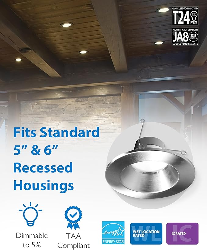 NICOR DLR56609120SNK DLR56(v6) 5/6-inch Nickel 900 Lumen Selectable Recessed LED Downlight