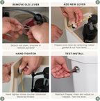 Mesora Universal Metal Side Mount Toilet Handle Replacement Kit with Flapper Chain, Pure Brass and Aluminum, Compatible with Most Toilets - Chrome