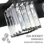 Aipsun Black Vanity Light Bathroom Lighting Fixtures 3 Light Crystal Modern Bathroom Vanity Light (Exclude Bulb)