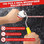 Leumoi 100 Pcs Paint Roller Covers 1/2 x 4 Inch Microfiber Paint Roller Covers Paint Brush Cover Small Roller Nap Mini House Painting Supplies for Painting Wall DIY Household Tool (Red Grey)