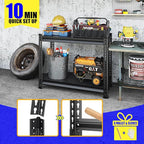 40" W Garage Shelving Heavy Duty, 900 Lbs Loads Garage Storage Shelves Heavy Duty, 2-Tier Metal Shelving Units and Storage for Basement, Retiple Tanks,40" Wx18 Dx36 H, Black