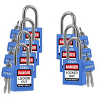TRADESAFE Lockout Tagout Locks Set - 7 Blue Loto Locks, Lockout Locks Keyed Different, 2 Keys Per Lock, OSHA Compliant Lock Out Tag Out Padlocks, Safety Padlocks for Electrical Lockout Tag Out Kits