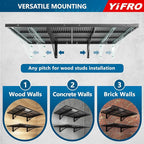 4-Pack 2x3ft Heavy Duty Garage Wall Shelving, 1000 lbs Load Capacity, Garage Shelving Wall Mounted, Garage Storage Rack with Hooks, Black