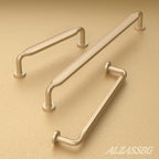 Alzassbg 6 Pack Brushed Gold Cabinet Handles, 5 Inch(128mm) Hole Centers Arch Modern Cabinet Pulls Kitchen Cabinets Hardware for Cabinets and Drawers AL3503BG