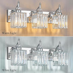 Crystal Vanity Lights Chrome 3 Light Modern Vanity Light for Bathroom