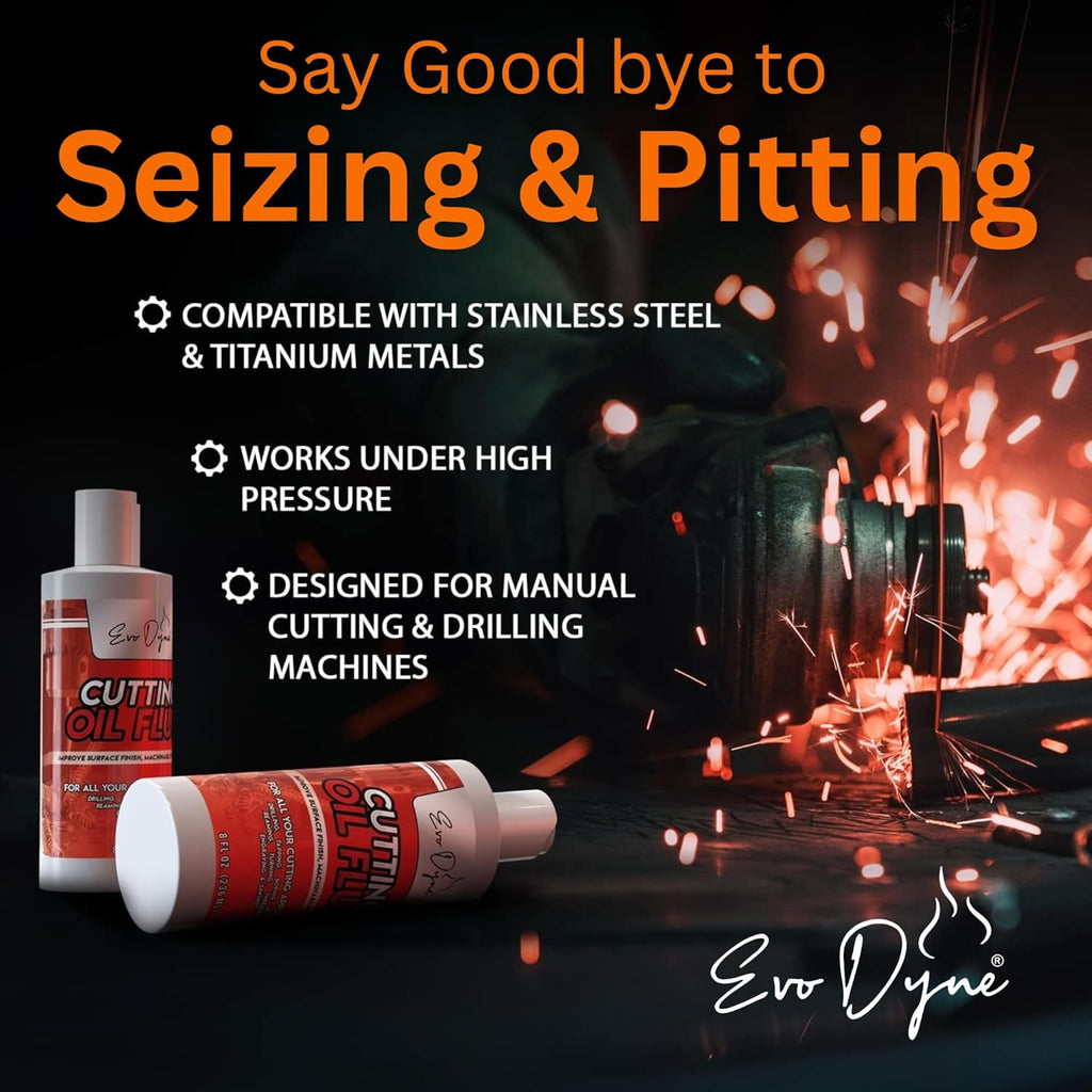 2-Pack Evo Dyne Cutting Oil Fluid (8oz), Made in USA - Multipurpose - Cutting Oil for Drilling, Tapping, Milling - Machine Cutting Fluid | Safe on Metal & Glass