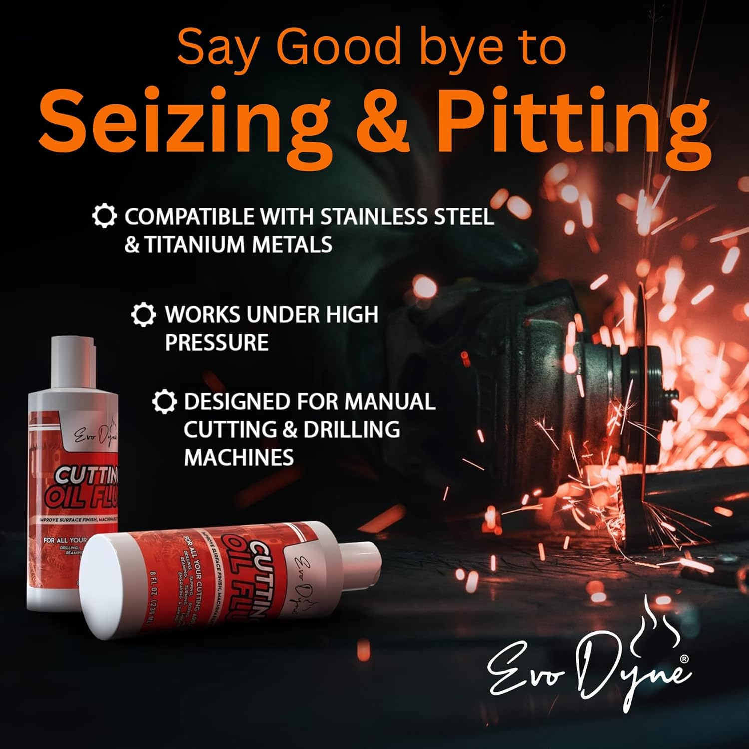 2-Pack Evo Dyne Cutting Oil Fluid (8oz), Made in USA - Multipurpose - Cutting Oil for Drilling, Tapping, Milling - Machine Cutting Fluid | Safe on Metal & Glass