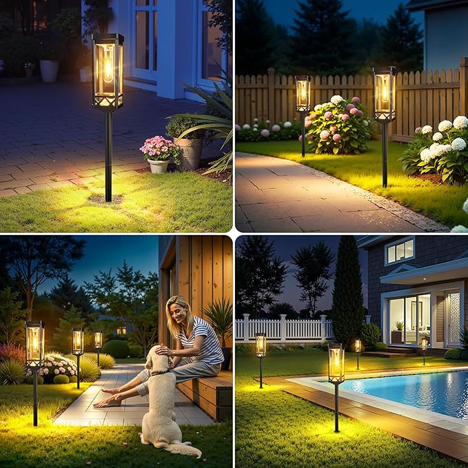 KOOPER Taller Solar Pathway Lights Outdoor, 6 Pack Upgraded Brighter Solar Garden Lights Solar Powered, Up To 15 Hours Outdoor Solar Lights for Yard Landscape Lighting Path Walkway Driveway Sidewalk