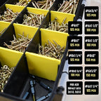 Velocity Interior Wood Screws Assortment Kit in 10 Sizes, Stick Tight Technology, Zinc Plated Carbon Steel, 4 PSD ACR Drive Bits, Set Screw Assortment Kit Storage Organizer (1225 Pieces)