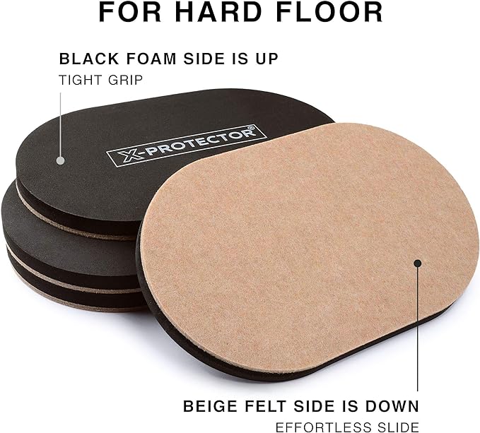 Felt Furniture Sliders Hardwood Floors X-PROTECTOR – 4 PCS 9 1/2 inch Furniture Sliders – Heavy Duty Felt Sliders Hard Surfaces – Move Your Furniture Easily & Safely!