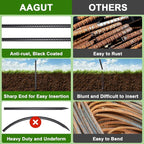 AAGUT Rebar Stakes 24 Inch 10 Pcs Landscape Timber Spikes 1/2", Heavy Duty Straight Garden Plant Stakes for Concrete Forming, Ground Anchors with Chisel Point End, Black