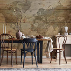 artgeist Premium Wall Mural World Map 118x83 in - XXL Non-Woven Wallpaper Fleece Wall Decor Photo Print Picture Image Design Home Map of The World k-A-0218-a-a