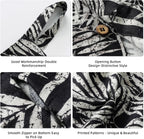 Linen Hanging Laundry Bag, 100% Linen Leaf Print Over The Door Laundry Hamper with Buttons and Zipper, Space Saving Door Hampers for Laundry Dirty Clothes Home Travel, Black, 19.7x27.5inches