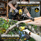 Cordless Reciprocating Saw -2x4.0Ah Batteries, Brushless Motor, 3500SPM Max, One-Hand Operation, Tool-Free Blade Change, for DIY & Home Users